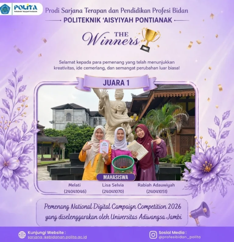 Mahasiswa Politeknik ‘Aisyiyah Pontianak Raih Juara 1 pada National Digital Campaign Competition 2026